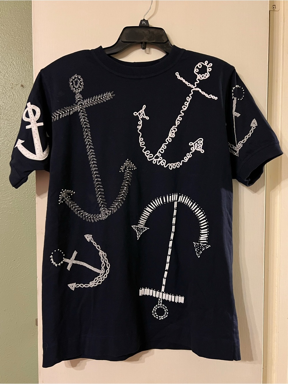 VTG NWT Bis Gene Ewing Coastal Heavily Embellished Anchor Tunic Shirt Medium M